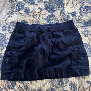 Navy Drawstring Cargo Pocket Mini Skirt